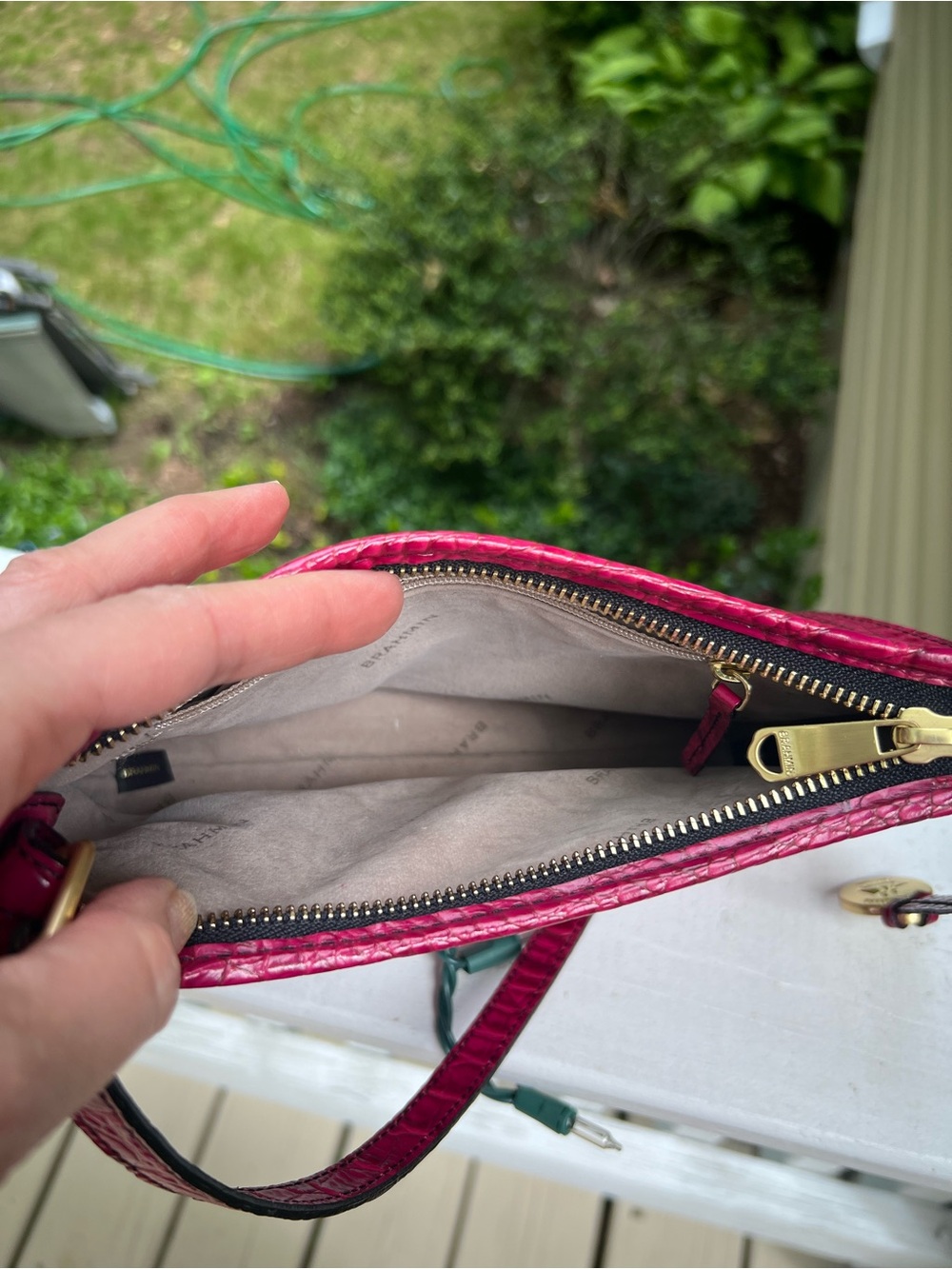 Brahmin Croc-Embossed Shoulder Bag in Fuchsia - Picture 6 of 9